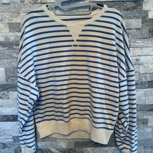American Eagle Outfitters Blue and White Striped Crewneck